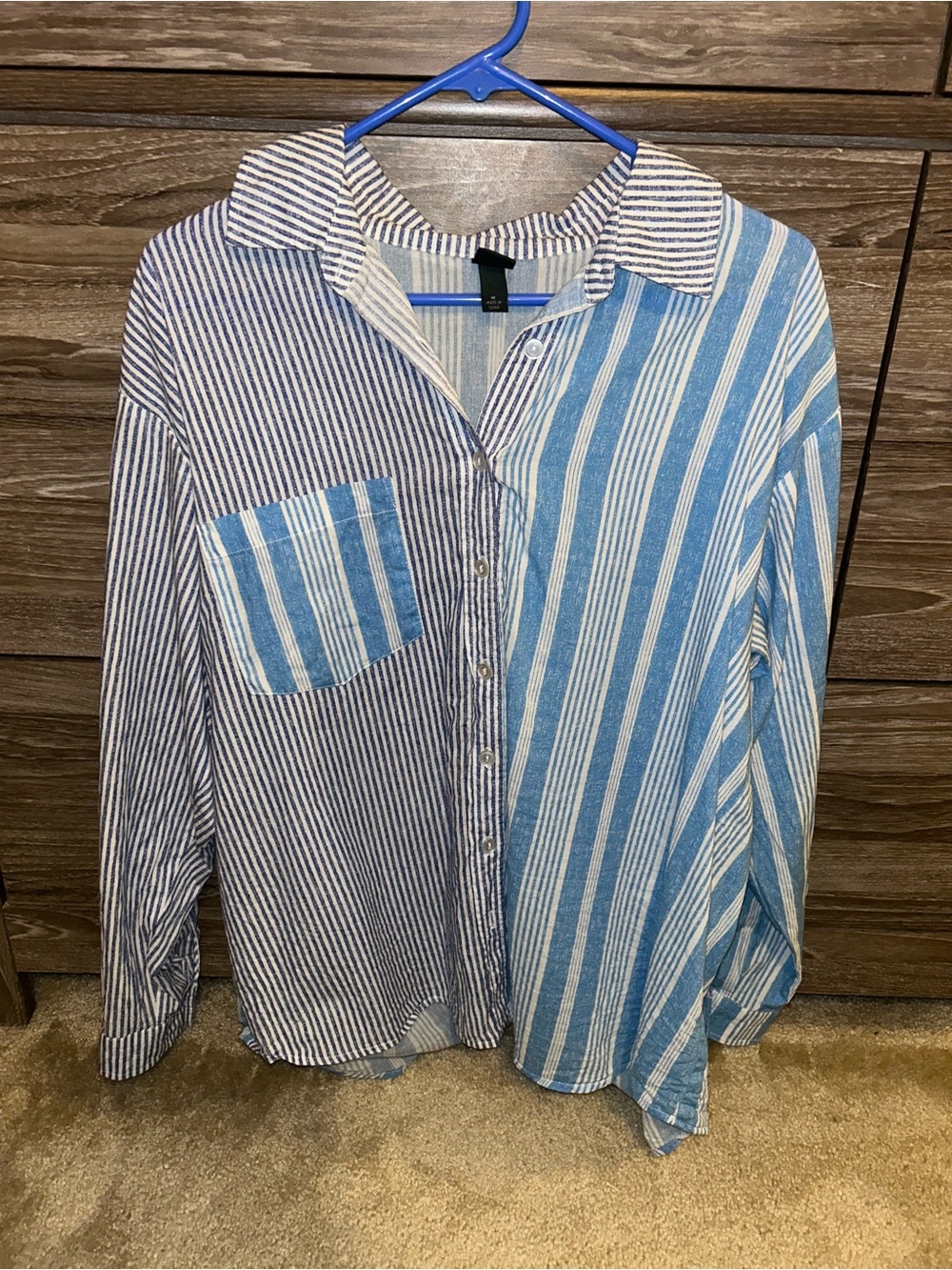 Striped Blue & White Button-Up Shirt